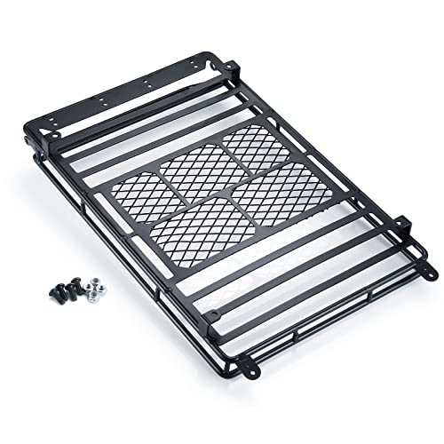 Metal Luggage Carrier Roof Rack 232 * 153mm for 1/10 Axial SCX10 SCX10 II III Wrangler 90046 AXI03007 RC Crawler Car Steel Luggage Tray Roof Rack (Black)