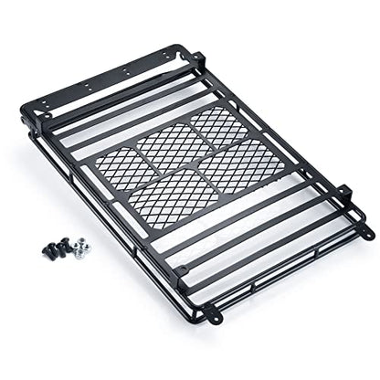 Metal Luggage Carrier Roof Rack 232 * 153mm for 1/10 Axial SCX10 SCX10 II III Wrangler 90046 AXI03007 RC Crawler Car Steel Luggage Tray Roof Rack (Black)