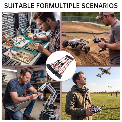 12 Pcs RC Servo Extension Cable & Y Connector, 3 Pin Male to Female Plug Splitters, Mixed Styles Compatible with JST JR Futaba for RC Car, Airplane, Helicopter - size: 12 Pack