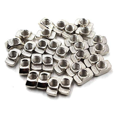 Still Awake 50pcs 4545 Series M6 Thread T Nuts Hammer Head Fastener Nut Sliding T-Nut, Nickel Plated Carbon Steel, 10mm (4545 Series M6) - size: 4545 Series M6