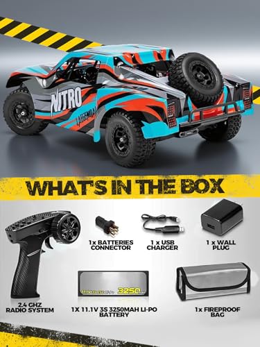 1/8 Scale Brushless RC Cars for Adults，Max 40mph Electric Off-Road Monster Truck,Waterproof High Speed RC Car 4WD Remote Control Car with 3S Lipo 30+ Min Play, All Terrain