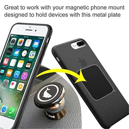 SALEX Replacement Metal Plates Set 4 Pack for Magnetic Car Phone Holders, Wall, Air Vent Mounts, Cases, Magnets. Kit of 2 Black Round and 2 Rectangular Iron Discs Without Holes. 3M Adhesive Backing. - color: Mix / 4 Pack