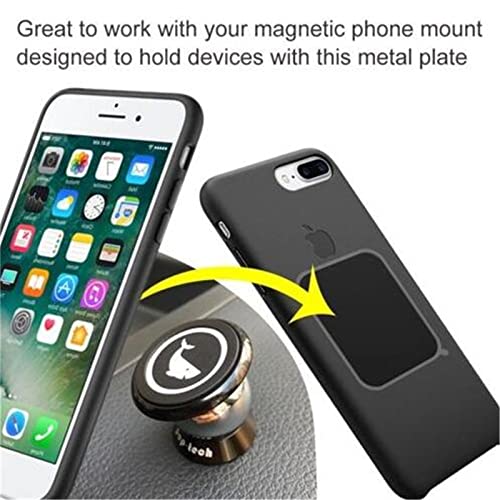 SALEX Replacement Metal Plates Set for Magnetic Car Phone Holder, Wall & Air Vent Mount, Cases, Magnets. Kit of 8 Black Rectangular Iron Discs Without Holes. 3M Adhesive Backing. Steel Sheets, 8 Pack. - color: Rectangular / 8 Pack
