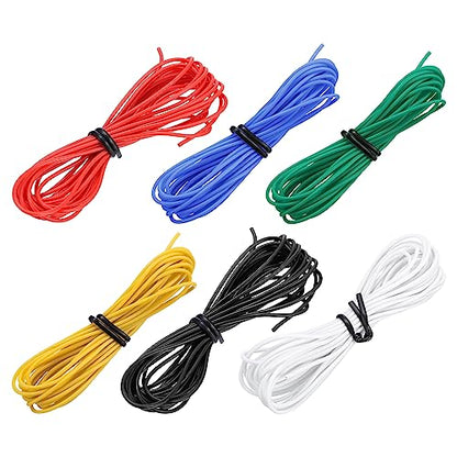 MECCANIXITY 28 Gauge Wire Silicone Wire 28AWG Electrical Wire Stranded Wire Tinned Copper Wire High Temp Hookup Wire 6 Color 3.0m/10ft for Car Model Electric Appliances 6pcs - size: 28AWG, 10ft