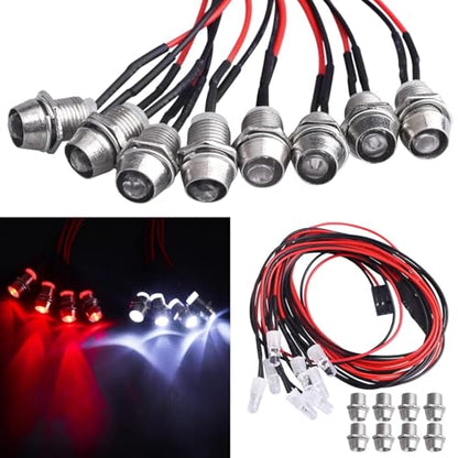 HobbyPark RC Car 8 LED Light Kit Headlights Taillight LEDs Accessories for Traxxas Slash Rustler Arrma Axial SCX10 Redcat RC4WD HPI Truck Tamiya Crawler Body Parts
