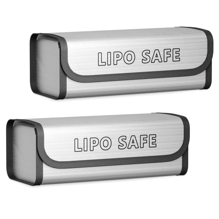 LiPo Battery Safety Bag, Fire-Resistant Storage Pouch for Charging & Storage, (5.5× 3.7 × 2 in), 2 Pack - color: Silver