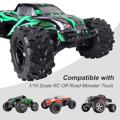 Hobbypark (4-Pack) RC Truck 2.8" Tires & Wheels Rims with Foam Inserts 12mm Hex Hub for 1/10 Electric/Nitro Power Off Road Monster
