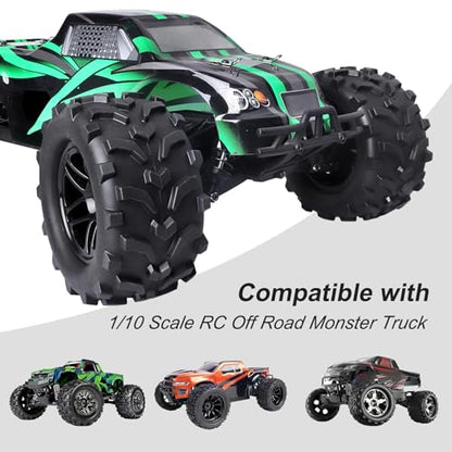 Hobbypark (4-Pack) RC Truck 2.8" Tires & Wheels Rims with Foam Inserts 12mm Hex Hub for 1/10 Electric/Nitro Power Off Road Monster