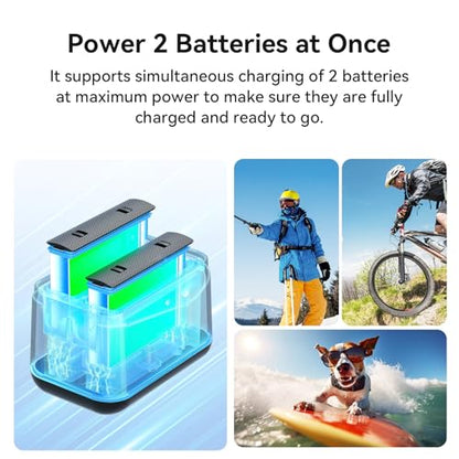 Dual Channel Battery Charger for Insta360 X4 Air, 10W Fast Charging Box LED Indicator Smart Batteries Storage Charging HUB for 360 X4 Air.