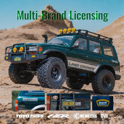 BEEZRC FMS FCX10 1/10 RC Crawler Toyota Licensed OVR Land Cruiser 80, HDR Wheel&Brushless Motor&LED Light, 4WD Off-Road RC Rock Truck, Hobby Grade Remote Control Car for Adults, RS No Battery Green - color: Green