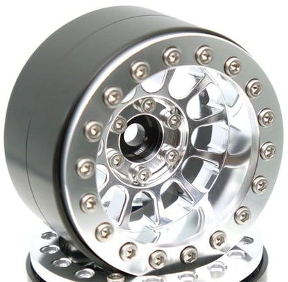 152g Super Heavy Duty RC 1.9 Beadlock Wheels Offsets -6mm Rims Hex 12mm Wheel for TRX4 TRX6 SCX10 Gen8 1/10 RC Crawler Remote Control Car Upgrades Accessories (Silver) - color: Silver