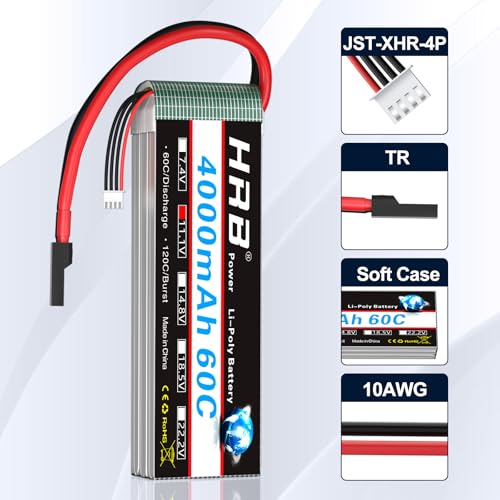 HRB 2PCS 3S 4000mAh Lipo Battery 60C TR 11.1V Compatible with RC Plane