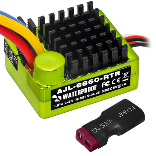 GOUPRC 60A Brushed ESC Electronic Speed Controller Waterproof for 1/10 RC Car RC Boat for use with 540/550 Motors - style: 60A Green