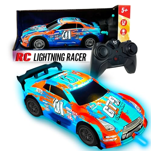 Nature Bound RC Lightning Racer - High-Speed, Light Up Chassis, Radio Controlled Race Car, 1:40 Scale, Blue - color: Blue