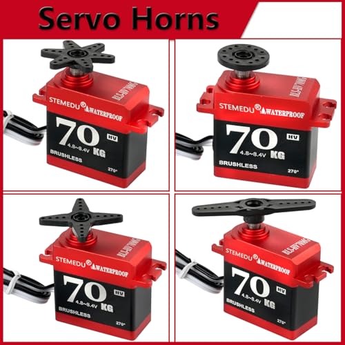 70KG High Torque Servo Brushless RC Digital Servo BLS-HV70MG All-Metal IP67 Waterproof Steering Motor for 1/8 1/10 RC Helicopter Airplane and Buggy Car, 270° Control Angle - style: Red 70KG - 270 Degree