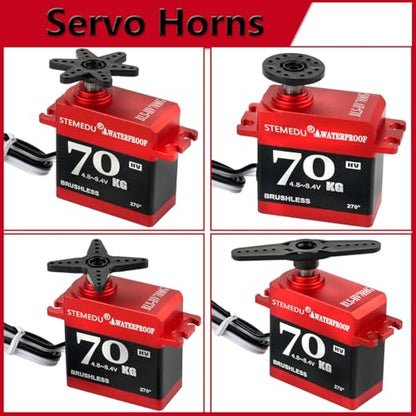70KG High Torque Servo Brushless RC Digital Servo BLS-HV70MG All-Metal IP67 Waterproof Steering Motor for 1/8 1/10 RC Helicopter Airplane and Buggy Car, 270° Control Angle - style: Red 70KG - 270 Degree