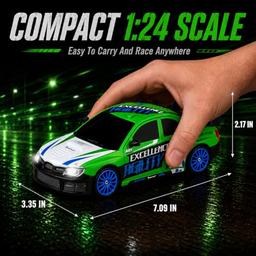 Liberty Imports RC Drift Car 1/24 2.4GHz 4WD Remote Control Sport Racing On-Road Vehicle with LED Light, Batteries and Drift Tires (Style 3) - style: Green