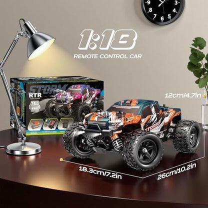 YESHIN 1:18 Scale All Terrain RC Car, 40 KPH High Speed 4WD Electric Vehicle with 2.4 GHz Remote Control, 4X4 Waterproof Off-Road Truck with Two Rechargeable Batteries Two Shells