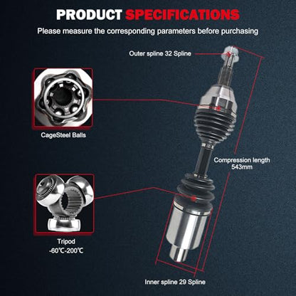 cciyu CV Axle for Dodge Nitro 2007-2011 NCV12066 | CV Axle Shaft for Jeep Liberty 2008 2009 2010 2011 2012 - size: 17-9619