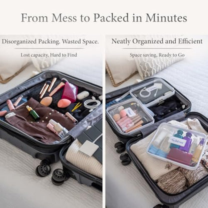 Clear Hard Shell Zipper Case Set (3 Large), 120s Thick PET Plastic, Dual Zippers with Star Charms, Removable Straps, Removable Labels with 2 Markers for Travel, Storage & Organization - size: 3 Large