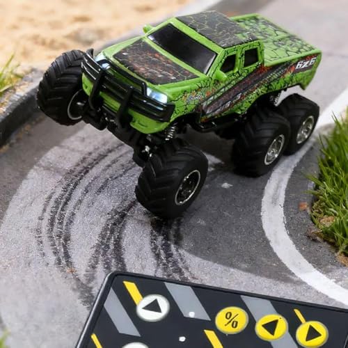 Mini Rc Truck,1/64 Scale Mini Remote Control Monster Truck with Trailer, 2.4Ghz Remote Control & APP, Rechargeable Alloy Shell RC Cars with Lights, Speed/Steering Adjustable (Purple) - color: Purple