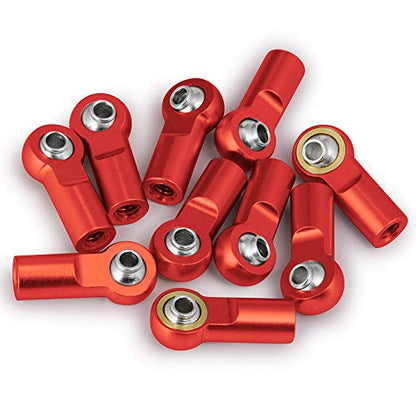 QUE-T 10pcs Metal Link Rod End M4 Ball Joint Head for RC Crawler Car (Red) - color: Red