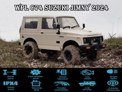 HLSFWDRIVE WPL C74 Jimny RC Rock Crawler RC Truck 4x4 Off Road | Remote Control Crawler All Terrian 370 Brushed Motor Full Proportional Leaf Spring Chassis Hobby Grade