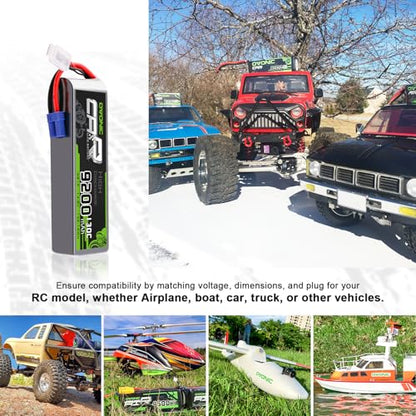 OVONIC 4S LiPo Battery 9200mAh 14.8V 130C RC Battery with EC5 Connector (2 Pack)
