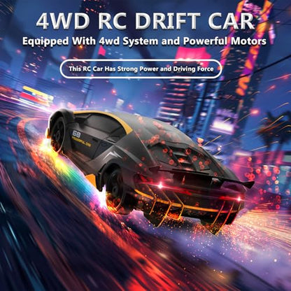 Remote Control Car RC Drift Car 2.4GHz 1:24 4WD 15KM/H High Speed Racing Sport Car with LED Lights Drifting Tire Racing Sport Toy for Adults Boys Girls Kids Gift - color: Dark Gray