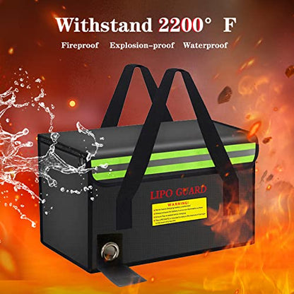 11.02"x5.9"x7.1" Lipo Battery Safe Bag Large Capatity Bag for Ebike RC Lipo Battery Pack Storage Charging Transport,Home Office Travel Lipo Safe Storage Pouch - size: 280*150*180mm