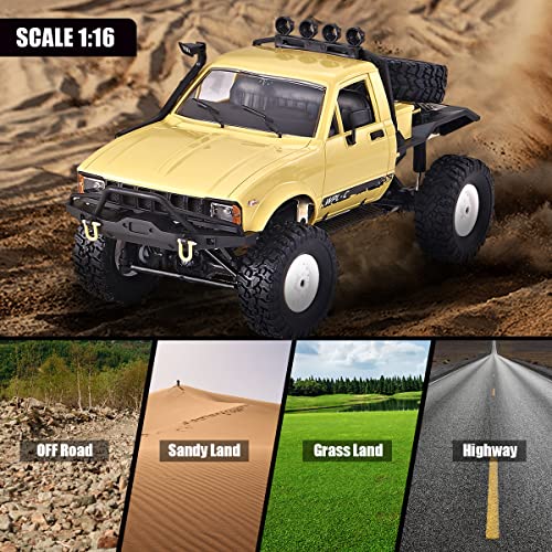 Mostop C14 RC Crawler 4x4 Offroad Rock Crawler Climbing Truck | 1/16 All Terrain Remote Control Car with LED Lights, Proportional Throttle Steering, 2 Batteries, RTR RC Car for Kids Boys 8+
