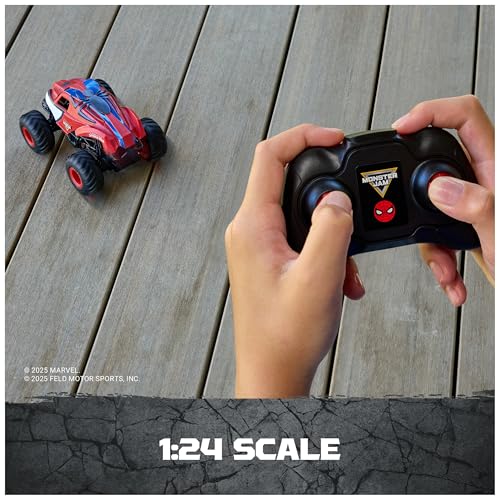 Monster Jam Marvel Spider-Man RC Monster Truck 1:24 Scale Vehicle | Includes 1 RC Truck & Controller, Race in Heroic Adventures, Easy to Drive for Imaginative Play, Toys for Ages 4 and Up - style: Spider-Man