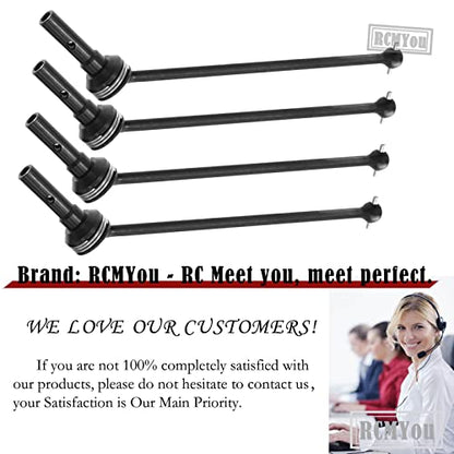 RC Drive Shaft CVD Upgrades Part for 1/8 Sledge 4WD #95076-4, 4pcs Front Rear Harden Steel #45 Hops Up for 1/8 4WD Sledge Monster Truck 95076-4,Black - color: Black