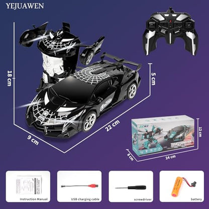 Remote Control car Toy, Suitable for Boys and Girls Aged 3-12, 2.4GHz Transforming Robot car Supports Gesture Sensing and 360° Rotation EN02 (Black)