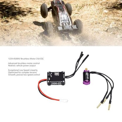 Brushless Motor, 1/24 Scale 4500KV Motor with 25A ESC Combo RC Crawler Upgrade Kit for SCX24, Other Model Cars