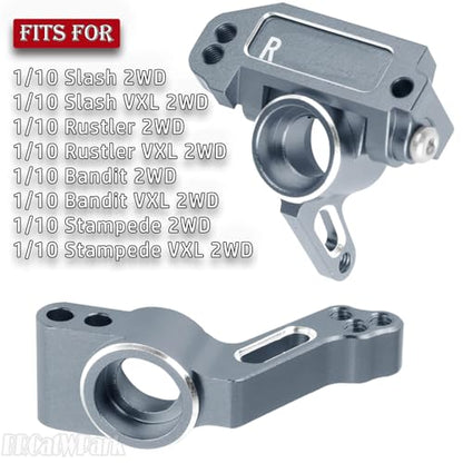 Aluminum Steering Blocks,C-Hubs Caster Block,Rear Stub Axle Carriers w/Bearings Upgrades Part for 1/10 Slash 2WD (VXL)/Rustler 2WD (VXL)/Stampede 2WD (VXL)/Bandit 2WD (VXL),Titanium - color: Titanium - (Steering Blocks)