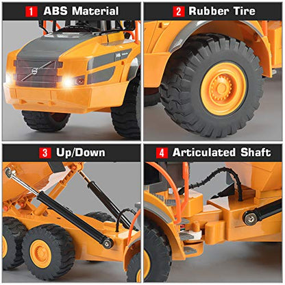 DOUBLE E Volvo RC Dump Truck Toy for Kids, Articulated Hauler, Remote Control Construction Toys Vehicles with Lights, Birthday Gifts Ideas for Boys Age 6 7 8 9 10 Year Old and up - color: Yellow