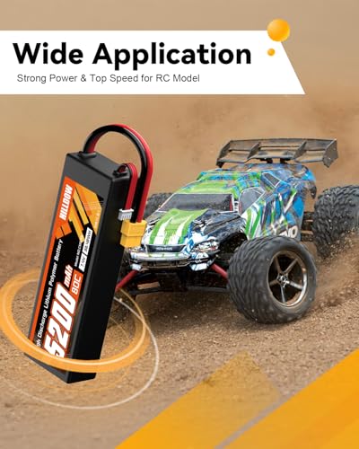 Hilldow 7.4V Lipo Battery 2S 80C 5200mAh Lipo Hard Case with XT60 Connector for RC Car Trucks RC Vehicles(2 Packs)