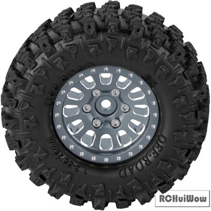 1.3 Beadlock Wheels 1.3 Beadlock Tires 1.3" RC Wheel and Tires Set for 1/18 TRX4M 1/24 SCX24 RC Crawler Car,Alloy Aluminium 1.3 RC Wheel Rims Super Large Soft Tires,4pcs,Titanium - color: Titanium(4pcs)