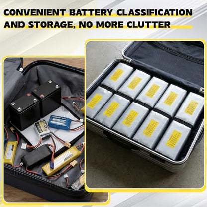 Aliceset 8 Pcs Lipo Battery Bag Lithium Battery Storage, Fireproof and Explosion Proof Bags Guard Safe Pouches for Charging Home Travel Office Supplies (185 x 60 x75 mm) - size: 185 x 60 x75 mm