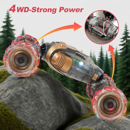 Gesture Sensing Remote Control Stunt Car for Kids Ages 6 7 8-12 - Best Birthday Gifts for 6 7 8 9 10 11 12 13+ Year Old Boys, 2.4Ghz 4WD Off-Road Vehicle with Lights & Music