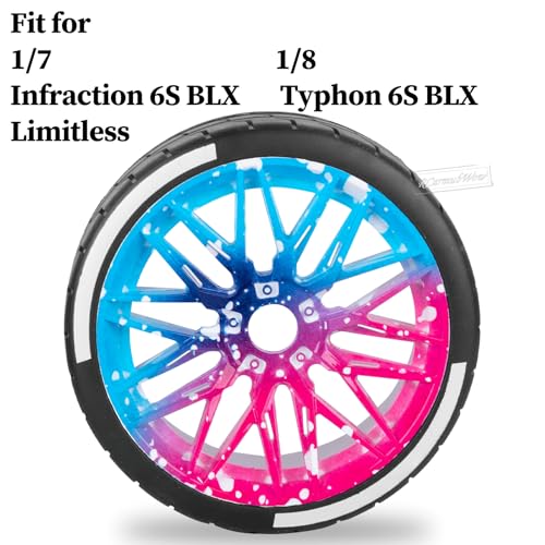 RC Wheels and Tires Highway Tires for 1/8 Typhon 6S BLX,1/7 Infraction 6S BLX,Limitless,RC Wheels RC Tires Soft Tires Buggy Tires Off Road Racing Truck Tires,4pcs,Colorful