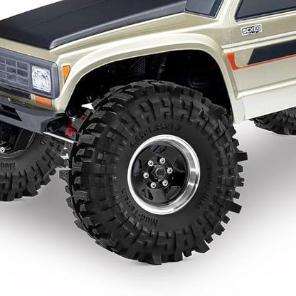 1.9" Pre-Assembled Beadlock Wheels and Tires 118mm (4.65in) for SCX10 TRX4 1/10 RC Crawlers – Aluminum Rims, Soft Rubber Tires with Foam Inserts, Easy-Install Upgrade Parts (Black) - color: Black