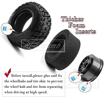 RC Wheels and Tires for 1/10 Slash 2WD 4×4 4wd,Senton Axia1 Red cat Rc 4wd Hex Detachable Replacement Snow Tires Desert Tires,12mm/14mm Hex Rc Truck Tires (4pcs) Black