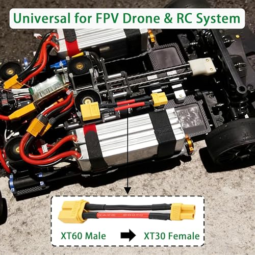 XT60 to XT30 and XT30 to XT60 Female Male Cable Adapter for Lithium Battery Drone FPV Micro FPV(4 Pack)