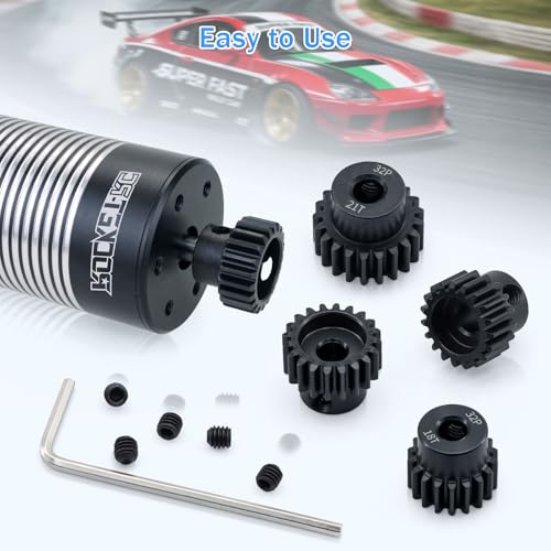 32P Metal Steel Gear Set 5mm Hole 17T 18T 19T 20T 21T Gear with Hex Key Screwdriver Hardened Pinion Gear for 1/8 1/10 RC Car - size: 17T 18T 19T 20T 21T