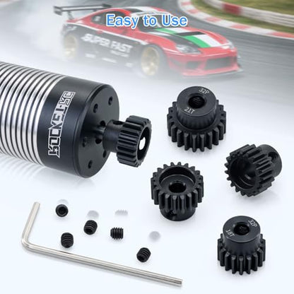 32P Metal Steel Gear Set 5mm Hole 17T 18T 19T 20T 21T Gear with Hex Key Screwdriver Hardened Pinion Gear for 1/8 1/10 RC Car - size: 17T 18T 19T 20T 21T