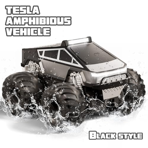 Amphibious Remote Control Car, 1:18 RC Off-Road Monster Truck Toys for Boys,4WD All Terrain Off-Road Pickup, 2.4 GHz RC Vehicles, Waterproof RC Trucks, Christmas Birthday Gifts for Boy Girl (Grey) - color: Grey