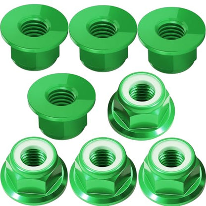 8Pcs M4 Flange Nuts Aluminum, M4-0.7mm Hex Flange Nylon Insert Lock Nuts for 1/10 Scale RC Car Traxxas Slash 4x4 2WD Stampede VXL Rustler VXL HPI Redcat Axial Racing Truck Buggy Crawler Wheels - color: Green, size: 8Pcs