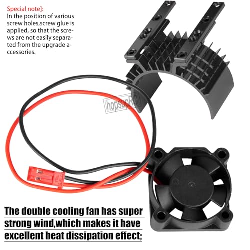VXL-3s High Velocity Fan Heatsink Set Upgrades Part for 1/10 Slash/Rustler/Stampede VXL 4X4 2WD, ESC Motor Cooling Fan Hops Up,Black - color: Black/(for 2wd 4wd)